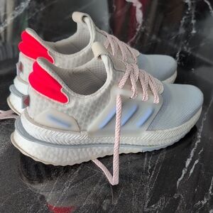 Stylish Women's Sneakers in White and Orange Adidas Boost